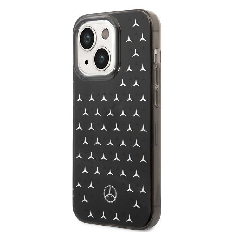 Mercedes-Benz Double Layer PC/TPU Case with Large Star Pattern iPhone 14 Compatibility - Black / Silver