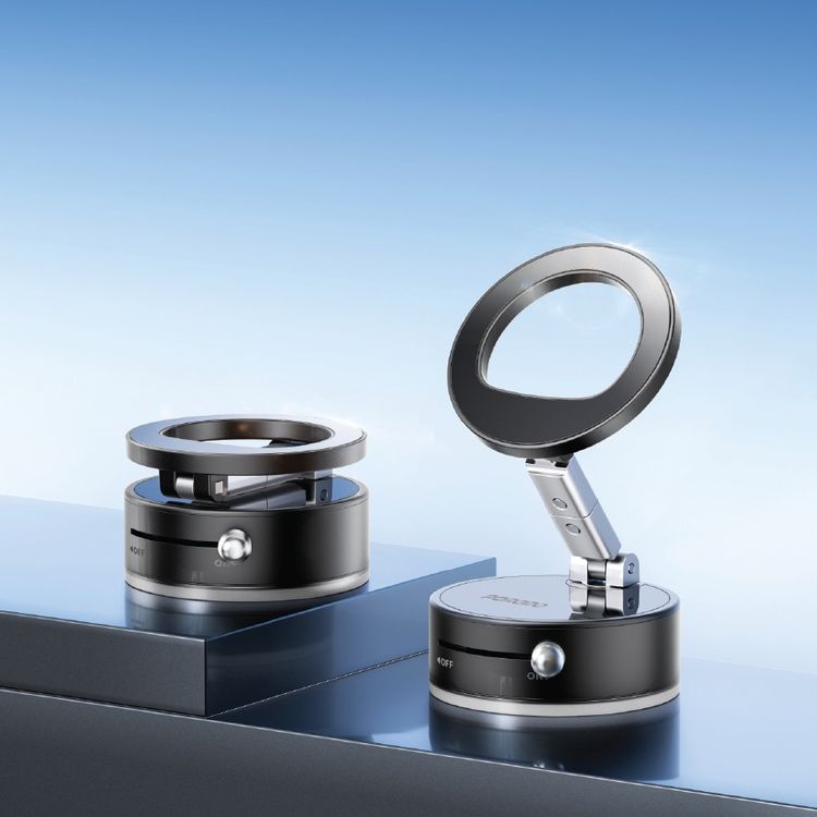 Porodo MagSafe Multi-Surface Phone Holder with Grip-Lock Toggle, 360°Rotation, Strong Magnetic Hold, Foldable Design, Aluminum Alloy, Zinc Alloy & ABS Material, Adjustable Viewing Angle - Black