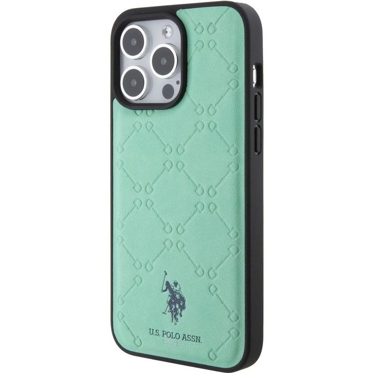 U.S.Polo Assn. PU Leather HS Pattern Case for iPhone 15 Series - Green - iPhone 15 Pro