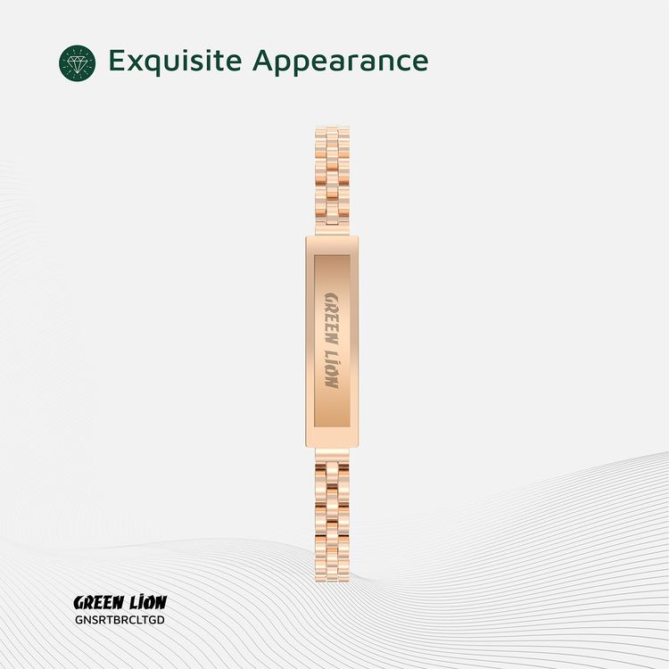 Green Lion Smart Bracelet Zinc Alloy Case with Heart Rate & Sleep Monitoring, Camera Control, 5 Days Working Time, Waterproof, 16mAh Battery Capacity, Bluetooth 5.1 - Gold