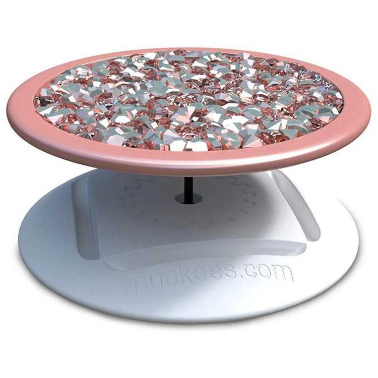 Nuckees Diamond Cluster Stand & Grip w/ Snug-hug Technology Compatible for Smartphones - Reusable & Magnetic Mount Friendly Kickstand - 360° Viewing - 4-way Locking Stand - Rose Gold