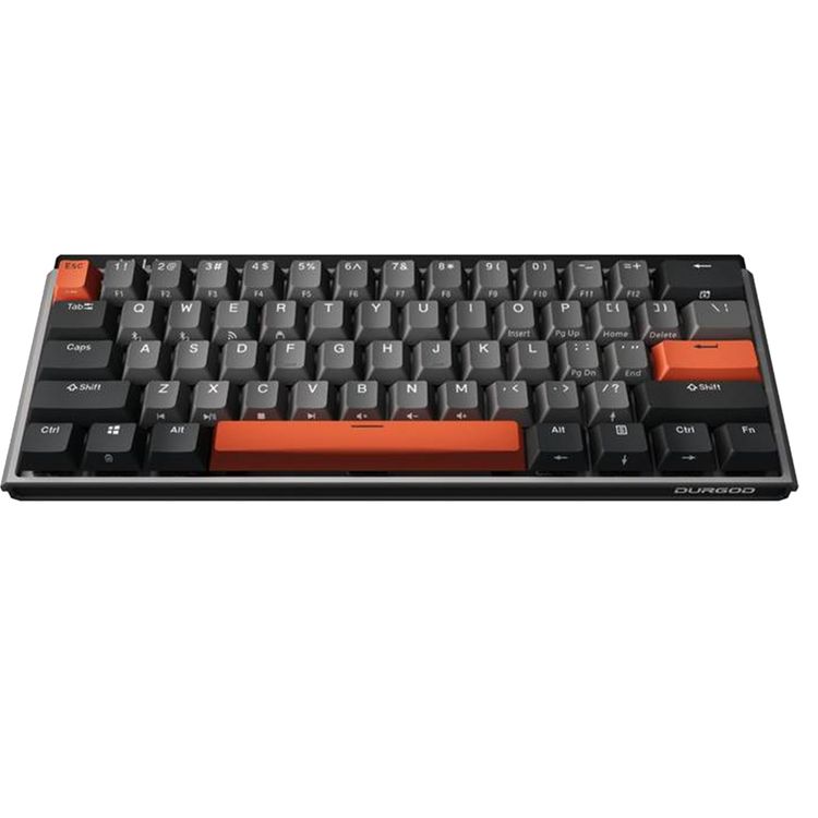 Durgod K330W Gateron Crystal لوحة المفاتيح الميكانيكية اللاسلكية Doubleshot PBT Profile - أسود / رمادي / برتقالي