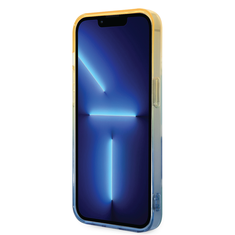 USPA PC/TPU Case with Blurred Stripes & Horse Logo iPhone 14 Pro Compatibility - Yellow