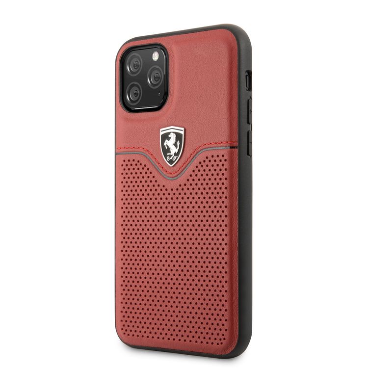 CG MOBILE Ferrari Leather Hard Phone Case Victory Compatible for iPhone 11 Pro (5.8") Shock Resistant Mobile Cover Officially Licensed - Red