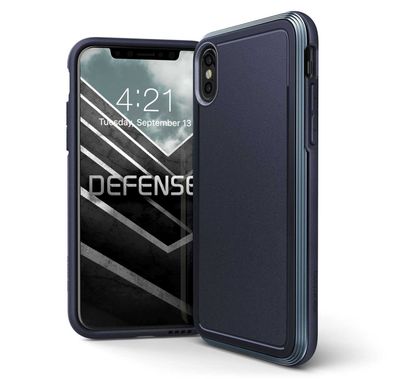 أكس-دوريا جراب هاتف ديفينس الترا متوافق مع ايفون أكس (5.8") جراب خلفي المنيوم دروب شيلد - ازرق