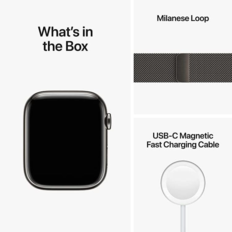 Apple watch series 8 (GPS + Cellular) - Graphite Stainless Steel Case, Graphite Milanese Loop - 41 MM