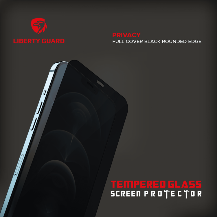 واقي شاشة Liberty Guard Privacy Full Cover بحافة مستديرة لهاتف iPhone 12 Pro Max، مضاد للصدمات والتأثير - الخصوصية