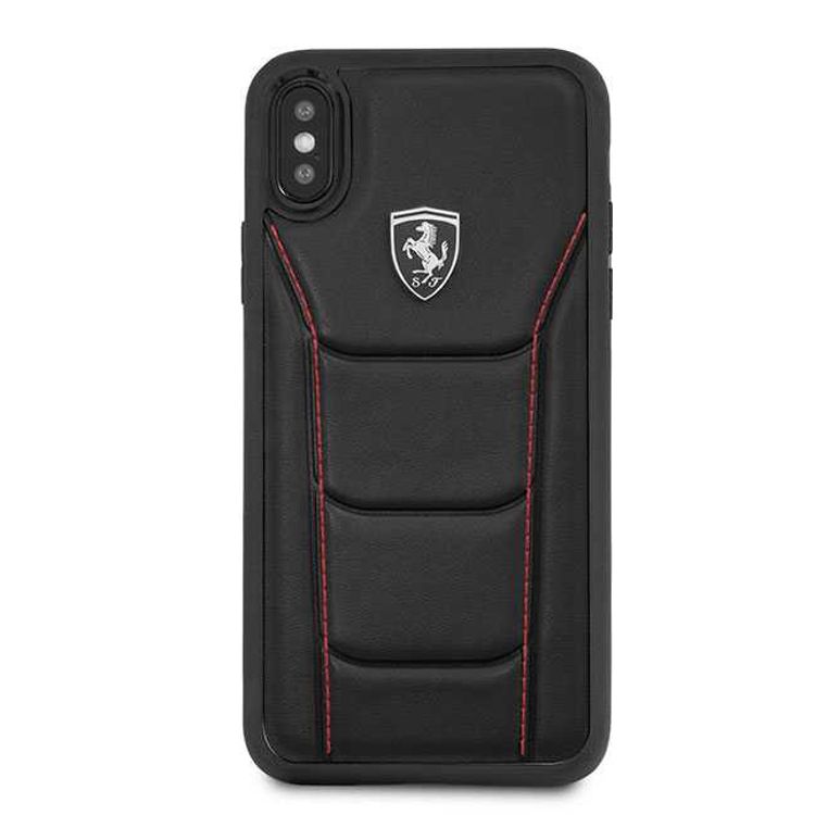 CG MOBILE Ferrari Heritage 488 Genuine Leather Hard Phone Case Compatible for iPhone Xs Max (6.5") Shock & Scratch Resistant Mobile Case Officially Licensed - Black