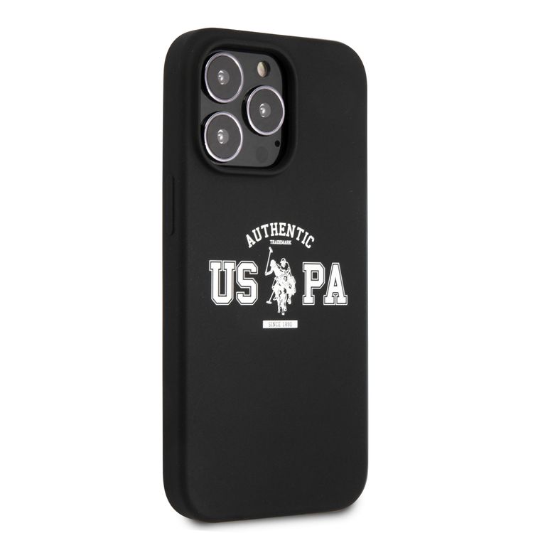 CG MOBILE U.S. Polo Assn. Liquid Silicone Authentic Logo for iPhone 13 Pro Max (6.7") Shock Absorption Protective Suitable with Wireless Chargers Officially Licensed Black
