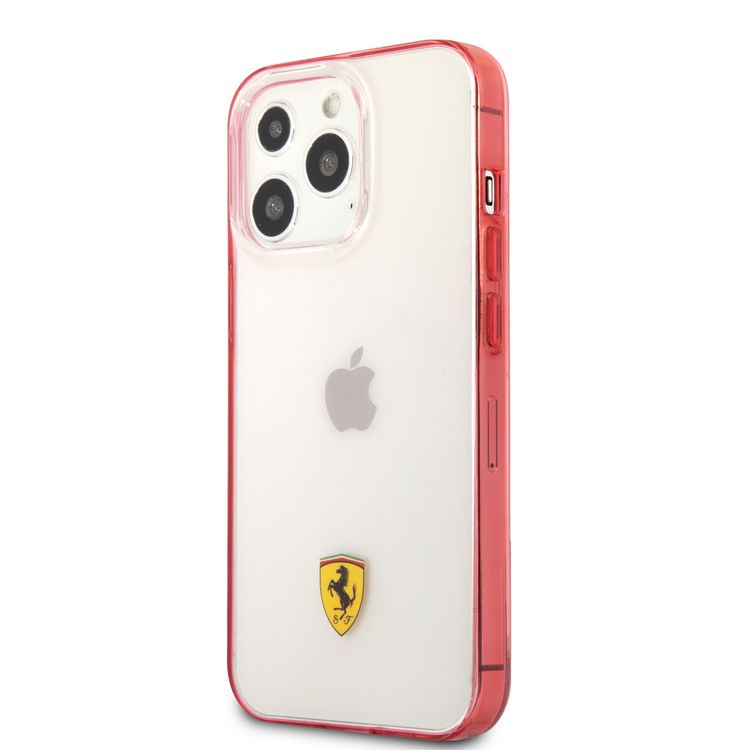 CG MOBILE Ferrari Transparent Case Print Logo Compatible for iPhone 13 Pro Max (6.7") Scratches Resistant, Easy Access to All Ports, Drop & Shock Absorption Protective Back Cover Suitable with Wireless Charging Officially Licensed
