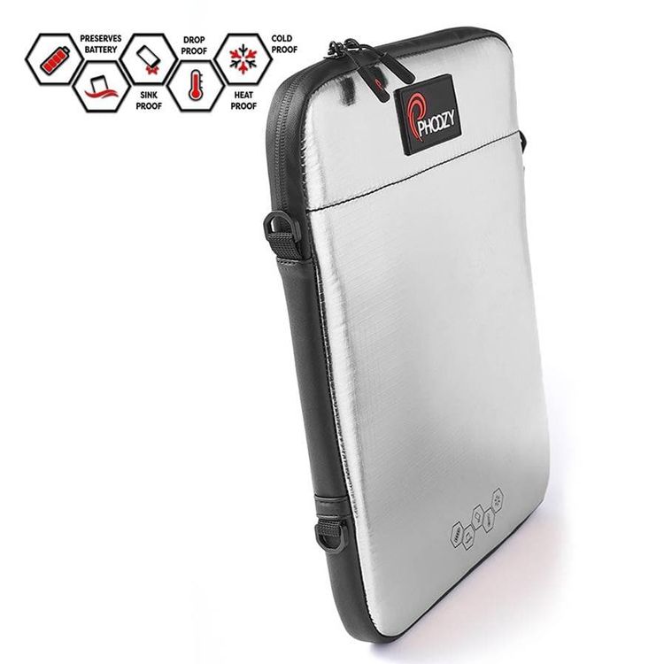 Phoozy Thermal iPad/Tablet Case Capsule, Prevents Overheating & Freezing, Floating Case Bag, Ultra-Slim Bags with Adjustable Shoulder Strap with iPad/Tablet (11") Silver