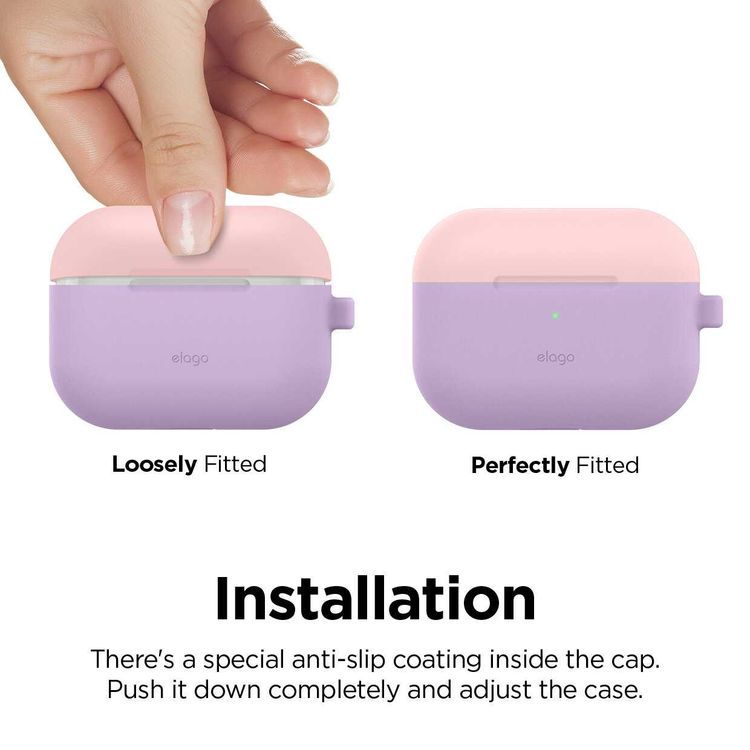 Elago Duo Hang Case for Apple Airpods Pro - Top-Lovely Pink / Pastel Blue, Bottom-Lavender