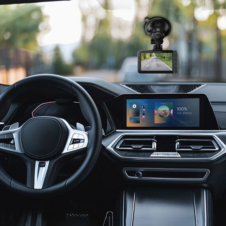 Green Lion Dash Cam Pro Front and Rear with Super Night Version, Suction Cup Mount, Built-in Microphone & Speaker, 12V Car Power Outlet, 140° Wide Angle Lens, 3.0" IPS HD Display, Functional Buttons, 4K & 1080 Pixels Resolution, USB-C Power Interface, 360° Rotatable Rear Camera - Black