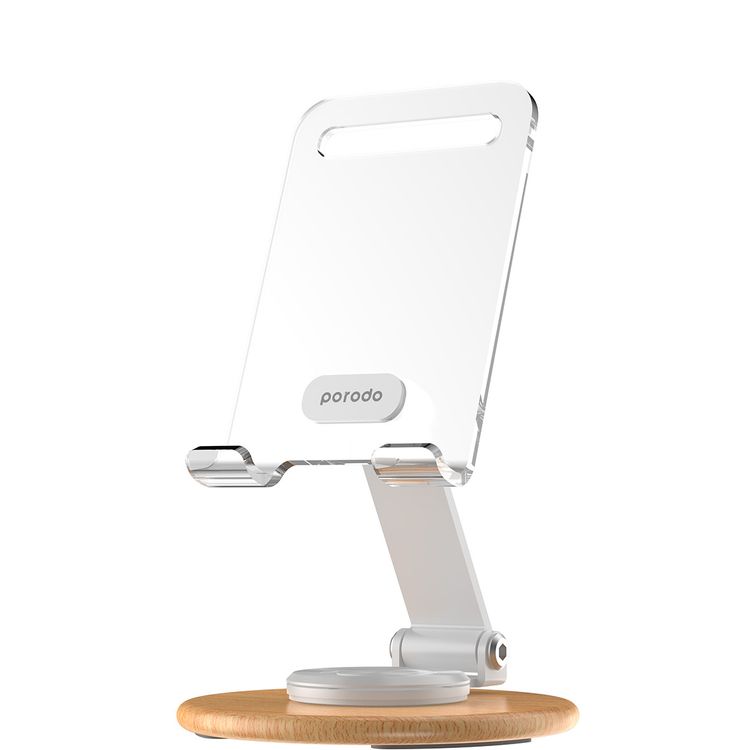 Porodo Transparent Mobile and Tablet Stand with Rotating Arm  - White