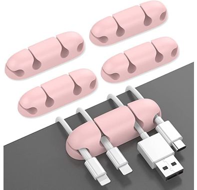 Ahastyle Silicone Multipurpose Cable  Clips/Organizers Desktop Organizer Collection - Pink