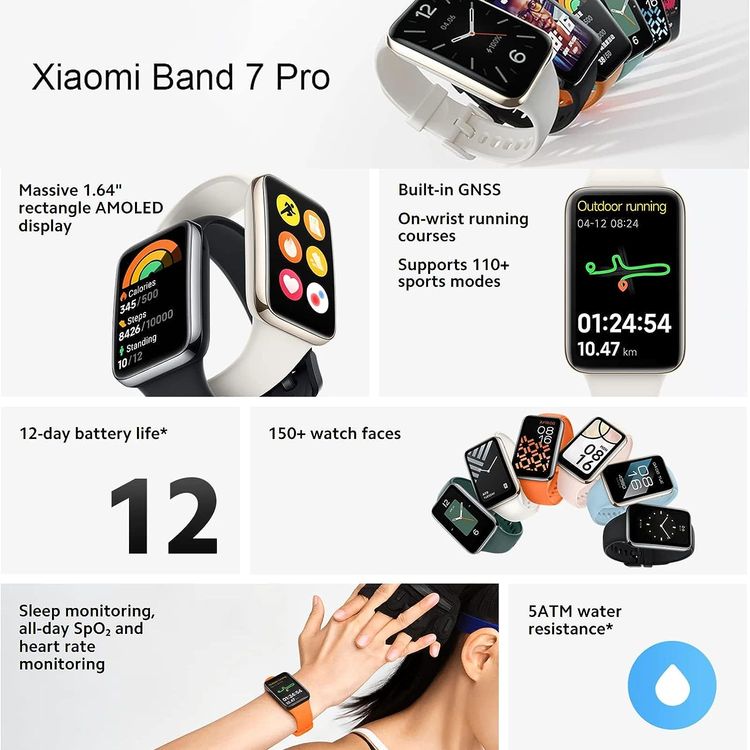 Xiaomi Band 7 Pro Smart Bracelet AMOLED Screen GPS Blood Oxygen Fitness Waterproof MI Smart Band 7 Pro