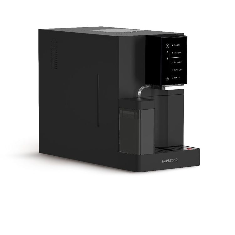 LePresso Automatic Coffee Machine with Mobile Application, 1200mL Water Tank & 300mL Milk Tank Capacity, 1480W Rated Power, Adjustable Grinder, Dual-Boiler, 4.3" Digital Display - Black