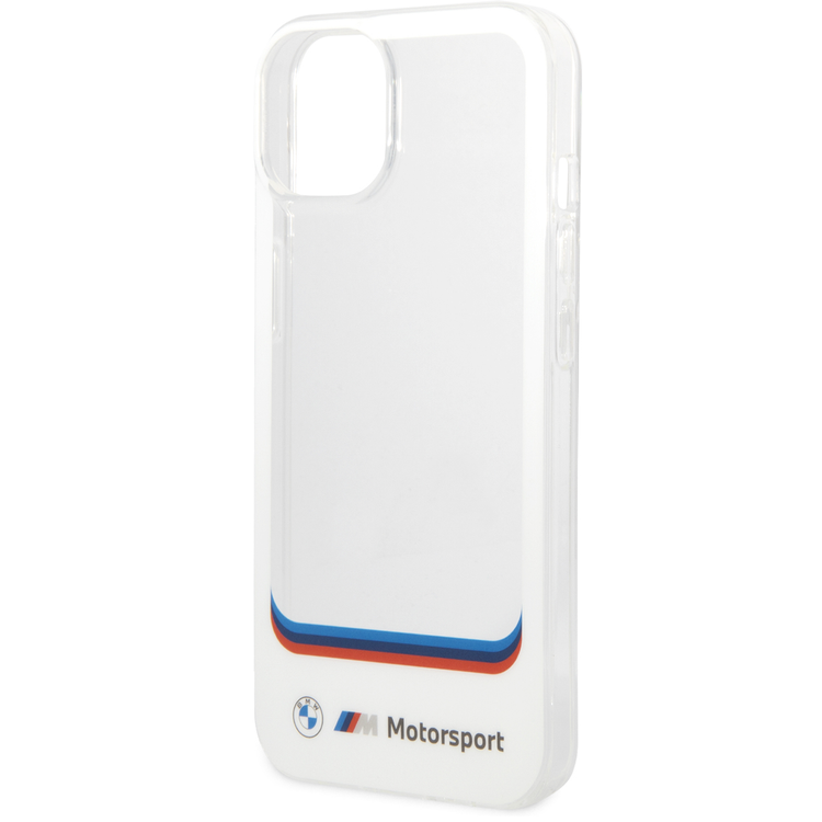 BMW Motorsport Collection PC/TPU IML Case Big Square Transparent Area and Printed Bottom Logo Compatible wit iPhone 14 - White