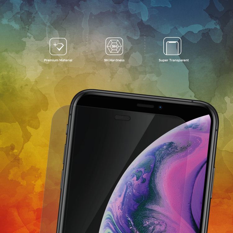 واقي شاشة ليبرتي جارد كامل الحواف المستديرة لهاتف iPhone 11 Pro Max مع فلتر للغبار، مضاد لبصمات الأصابع، معزز بشكل مزدوج - شفاف