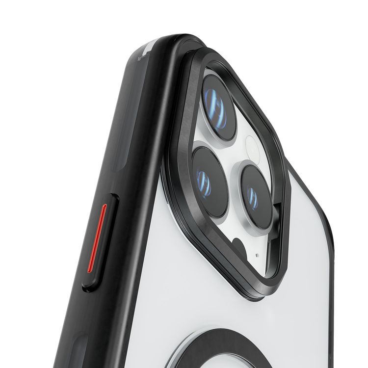 Levelo Elio PC Case with Camera Ring Stand for iPhone 16 Pro Max, Built-in Kickstand, MagSafe Compatible - Black 