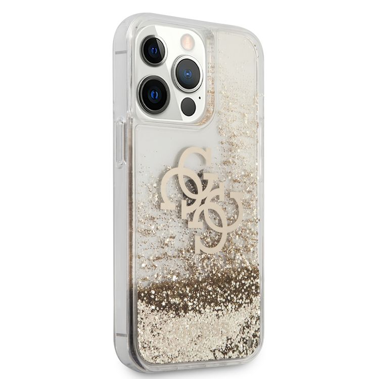 CG MOBILE Guess Liquid Glitter Case with 4G Electroplated Logo Compatible for iPhone 13 Pro Max (6.7") Anti-Scratch, Easy Access to All Ports, Shock Absorption