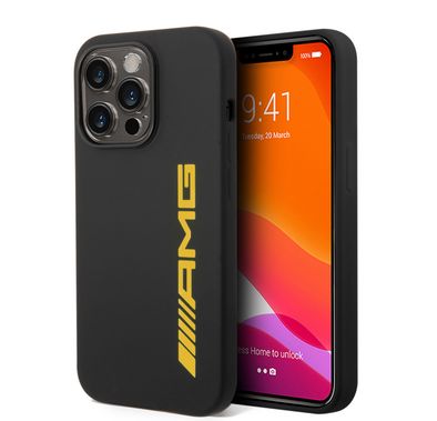 AMG Liquid Silicone Case with Colorful AMG Logo Bumper ProtectioniPhone 14 Pro Compatibility - Yellow