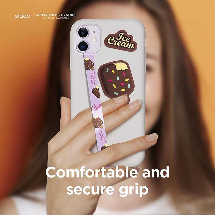 Elago Phone Strap for Smartphones, Stays Securely Attached, Double Sided Design for Variation, More Freedom to do more w/ Secure Strap - Lavender Strap &amp; Chocolate Ice Cream
