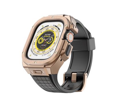 Green Lion Styled Ultra Case for Apple Watch 49mm, Anti-Drop & Shockproof, 316 Stainless Steel Frame Material, All Round Protection, Comfortable Wear - Rose Gold
