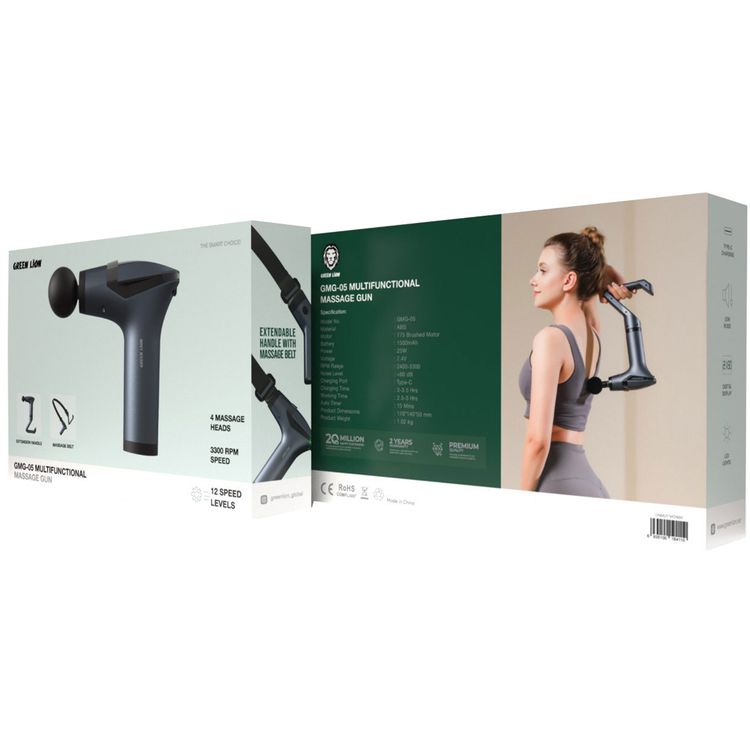 Green Lion Multifunctional Massage Device GMG-05, Have 4 Massage Head, Extension Handle, 
