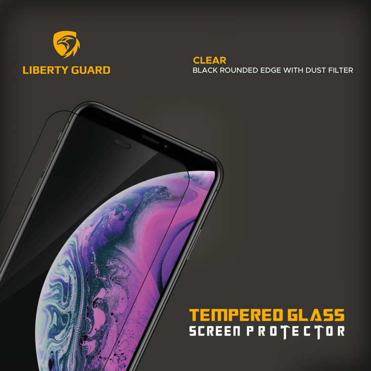 Liberty Guard Full Cover Rounded Edge Screen Protector for iPhone 11 Pro Max with Dust Filter, Anti Shock & Anti Impact - Black