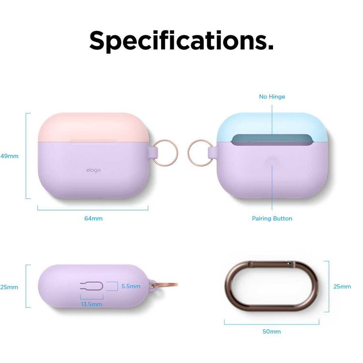 Elago Duo Hang Case for Apple Airpods Pro - Top-Lovely Pink / Pastel Blue, Bottom-Lavender