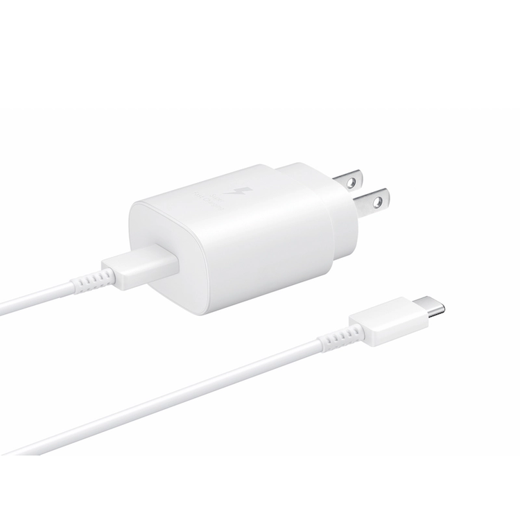 محول USB-C PD 25 وات من سامسونج، يدعم الشحن السريع للغاية بقوة 25 وات - أبيض