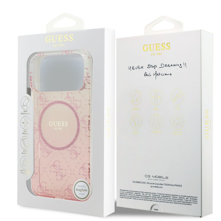 خمن حافظة MagSafe مصنوعة من الحاسب الشخصي و TPU مع تدرج براق لأيفون 17 برو ماكس، حماية من السقوط، تصميم نحيف، قبضة مريحة، تغليف مستدام، سهلة التركيب، تصميم خفيف الوزن - زهري