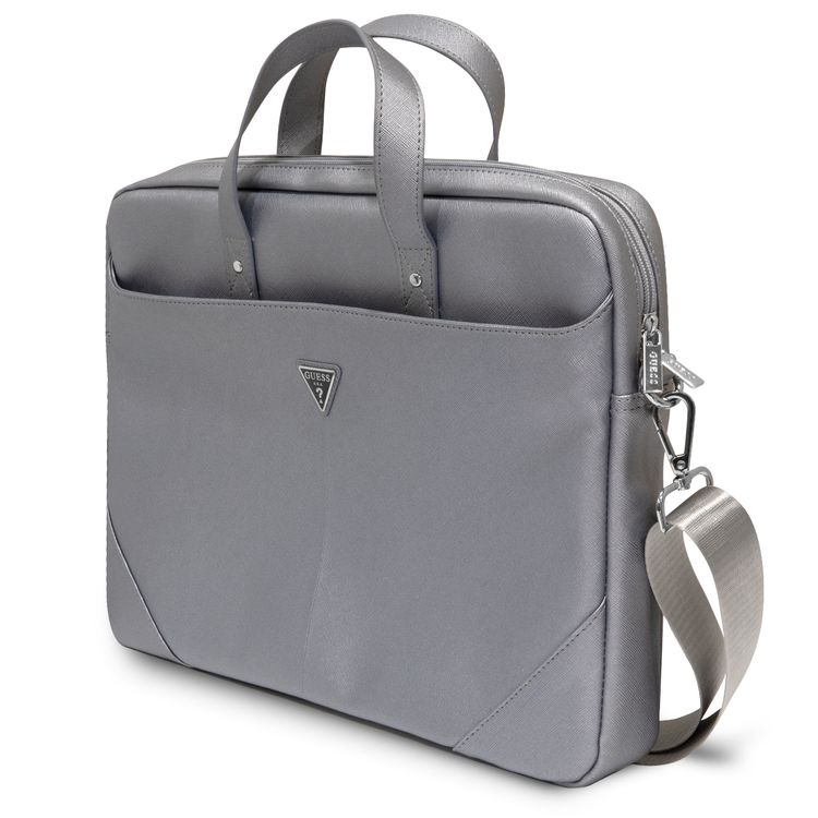 Guess Saffiano Bag With Hot Stamp - Silver