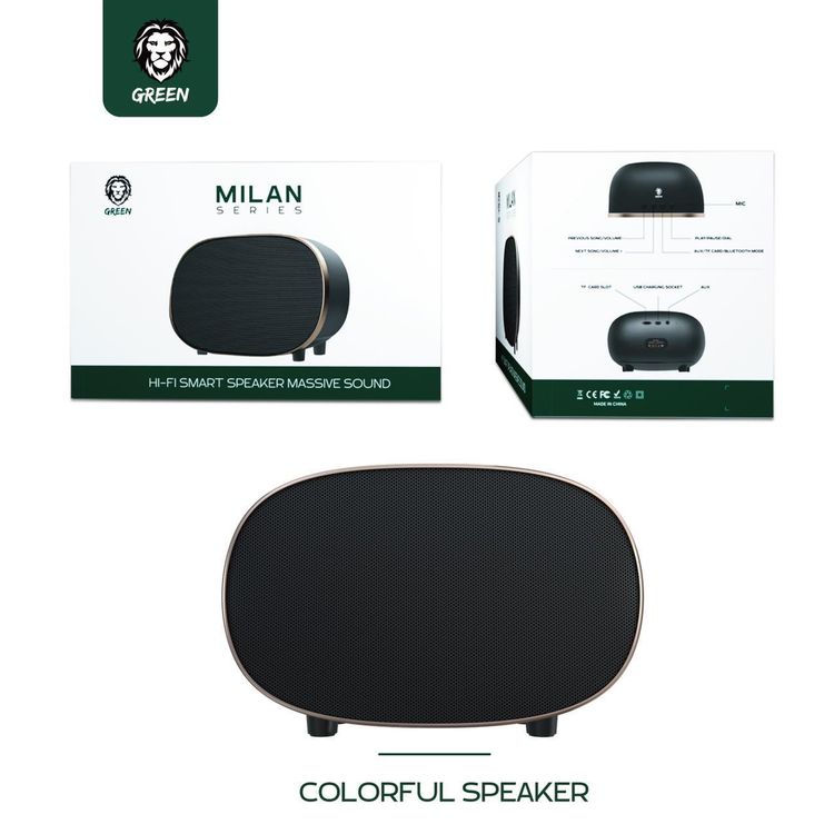 Green Lion Milan HiFi Smart Wireless Bluetooth Speaker, Musical Glass 3G Speaker, Simple & Excellent Sound, Shock Bass with Great Drive - Black