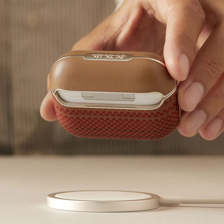 Pitaka Aramid Fiber Magnetic Case for AirPods PRO 1&2 with Magnetic Attachment, MagSafe Compatible, Ultra-Slim Design, Lightweight - Sunset