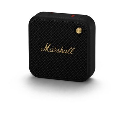 Marshall Willen II Compact Portable Wireless Speaker, Lightweight, Built-in Microphone, Dust & Water Proof, Fast Charge,  2.5 Hours Charging Time, 17  Hours Play Time - Black / Brass