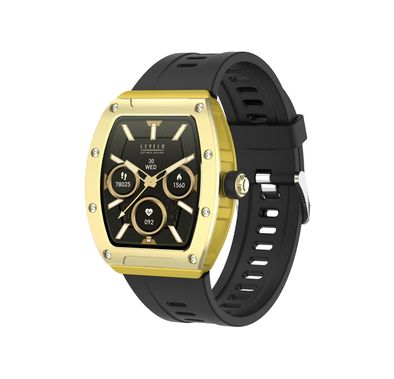 Levelo Spectrum Ladies Smart Watch with 1.76" Touch Screen Size, Aluminum & ABS Material, 300mAh Battery Capacity, Up to 6 Days Working Time, Up to 20 Days Standby Time, Built-in Microphone & Speaker - Black / Gold