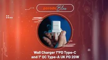 Porodo Blue -Universal Input,Multiple Voltage Outputs-USB-A,USB-C,PD Type-C (PB-20WDWC-WH)