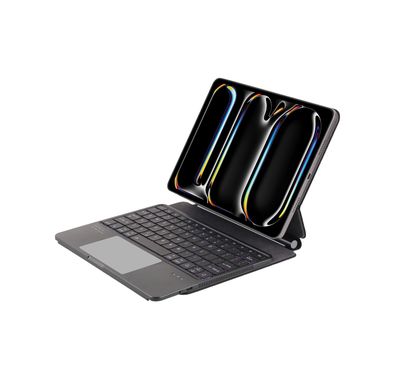 Levelo AeroBoard Pro Saffiano Leather Wireless Keyboard for iPad Pro 13" 2024, Stainless  Steel + Rubber Finish, 500mAh Battery Capacity, Type-C Charging Interface, Up to 320 Hours Working Time, 7 Color Light Modes - Black