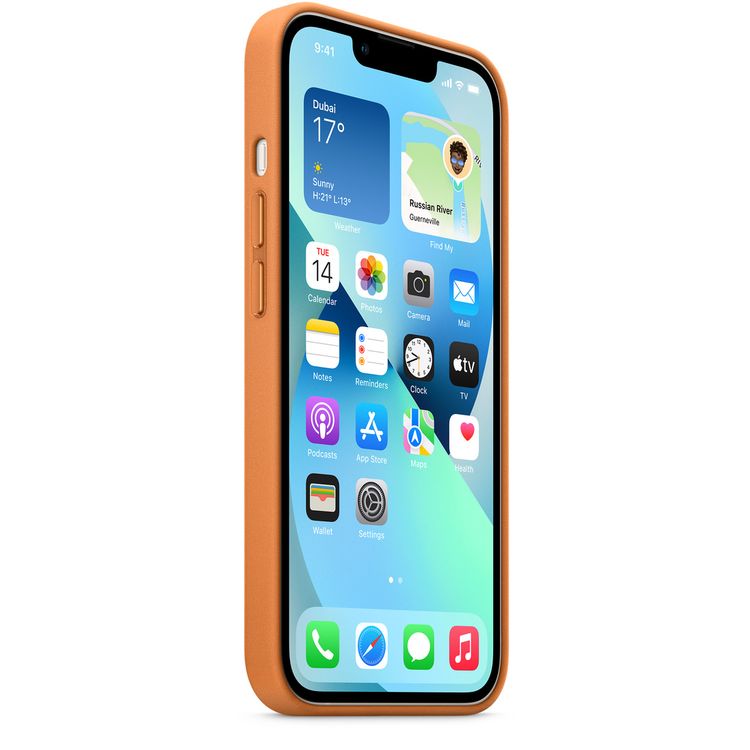 Apple Leather Case with MagSafe Compatible for iPhone 13 (6.1") - Golden Brown