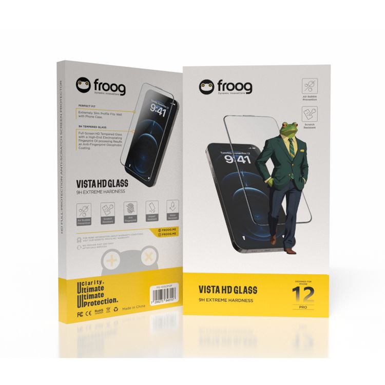 Froog HD Screen Protector for iPhone 12 Pro Max, Anti Fingerprint, Water Resistant, Scratch Resistant - Clear