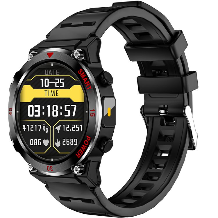 Green Lion Gear Fit Smart Watch with Dynamic Island, Health Monitoring, Bluetooth Calls, Magnetic Charging, Exercise Records, Music Player, 3-5 Days Usage Time - Black