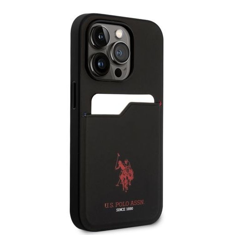 حافظة صلبة بفتحة بطاقة بولو يو إس آيفون 14 برو ماكس - أسود