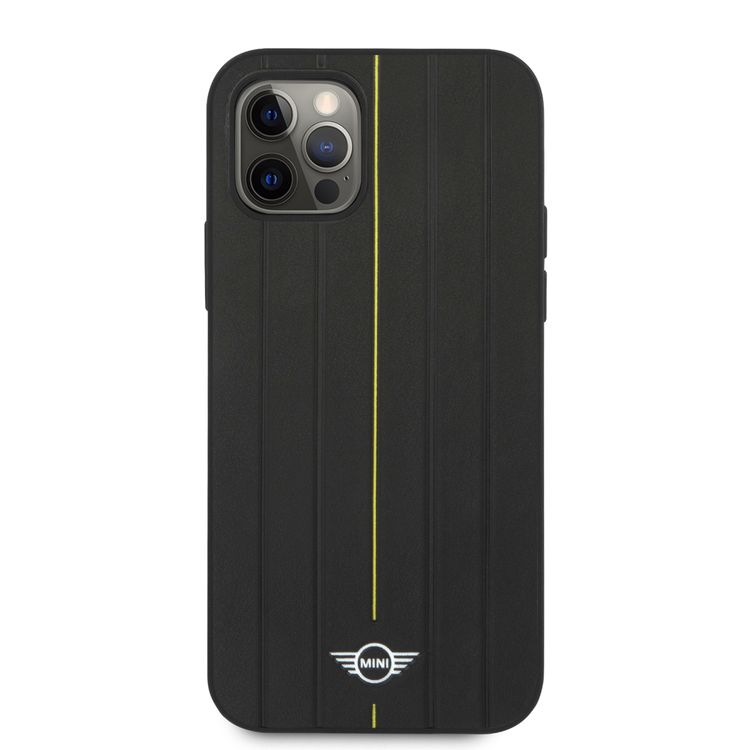 CG MOBILE Mini Cooper PU Leather Hard Case Hot Stamp Compatible for iPhone 12 Pro Max (6.7") Shock Absorbent, Easy Access to All Ports, Scratch Resistant
