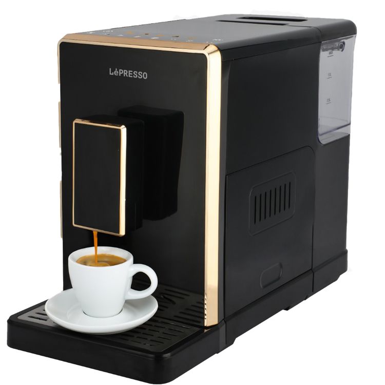 LePresso 20 Bar Full Automatic Coffee Machine, Adjustable Grinder, Hot Water Dispenser, Multiple Brewing Options - Black