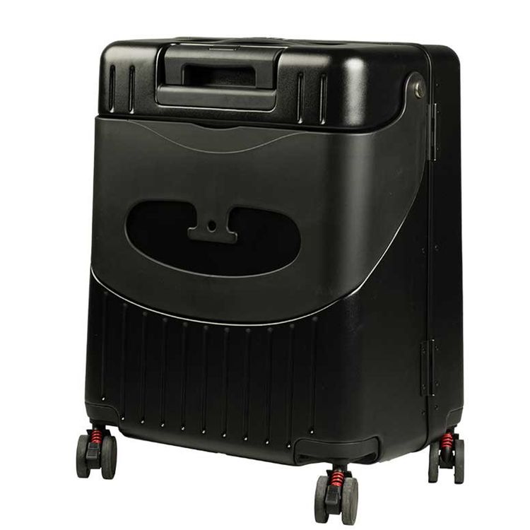 Levelo RoamRide 22" Travel Luggage with Built-in Child Seat, Impact Resistance Shell, Hypoallergenic Interior Comfort, 100kg Weight Bearing, Fusion Telescopic Handle - Metallic Black