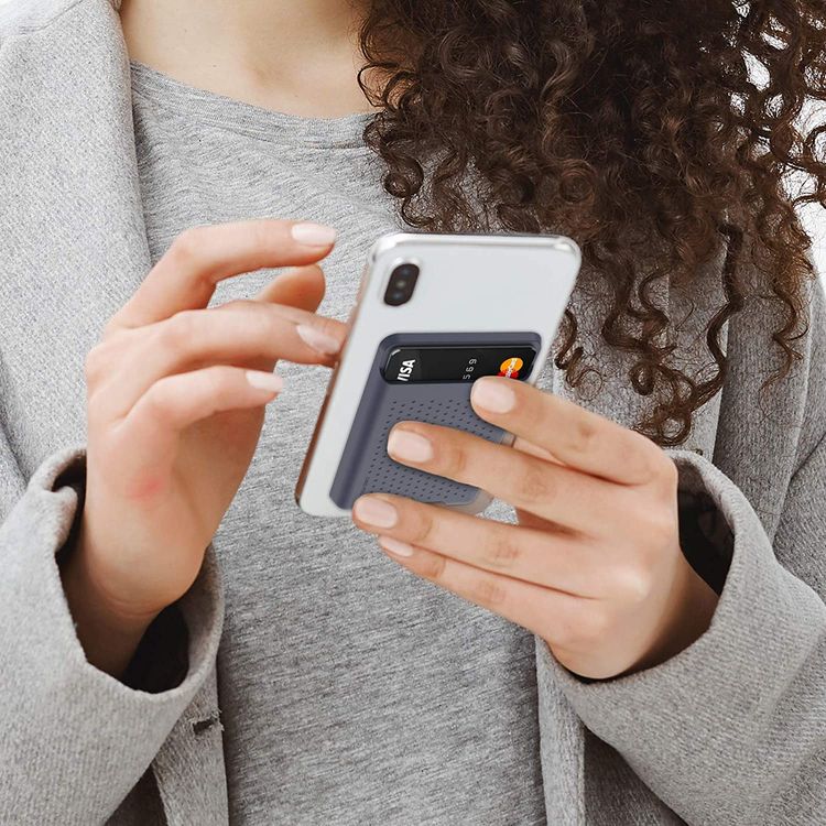 AhaStyle Silicone Card Holder for Smartphone, Phone Back Slot Silicone Wallet Pouch Card ID & Credit Card, Slim Card Holder with iPhone/Android/Samsung Galaxy Midnight Blue