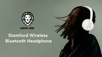 Green Lion Stamford Headphone (Wireless/Bluetooth) in UAE | 10 m Working Distance - Beige | (GNSTMFRDWHPWH)