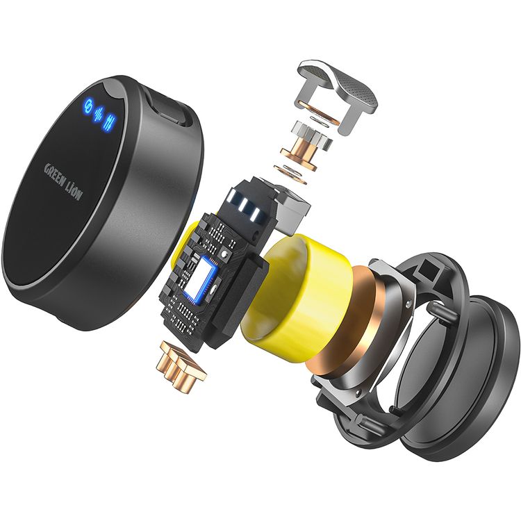 Green Lion GM-85X 3-in-1 Wireless Microphone with 360° Omnidirectional, Type-C and Camera and Lightning Devices, Reverb Mode, 20-40m Transmission Range, 6 Hours Working Time, 28 Hours Case Battery Life, Type-C Charging Port, 120 Minutes Charging Time, LED Display - Black